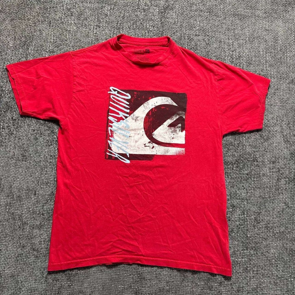 Quiksilver Graphic T-Shirt Mens Medium Red Surf Skate Logo Y2K 0590